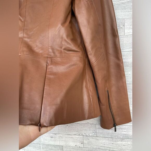 Badgley Mischka
Peplum Leather Jacket in cognac size medium - Picture 11 of 15
